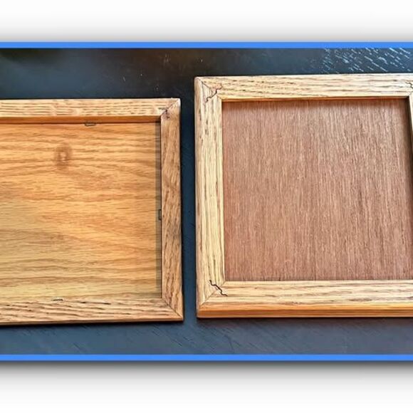 Cross Stitch Trinket Box Golden Oak Wood Home w/ Fence & Flowers 7 x 7 Square - Picture 4 of 4